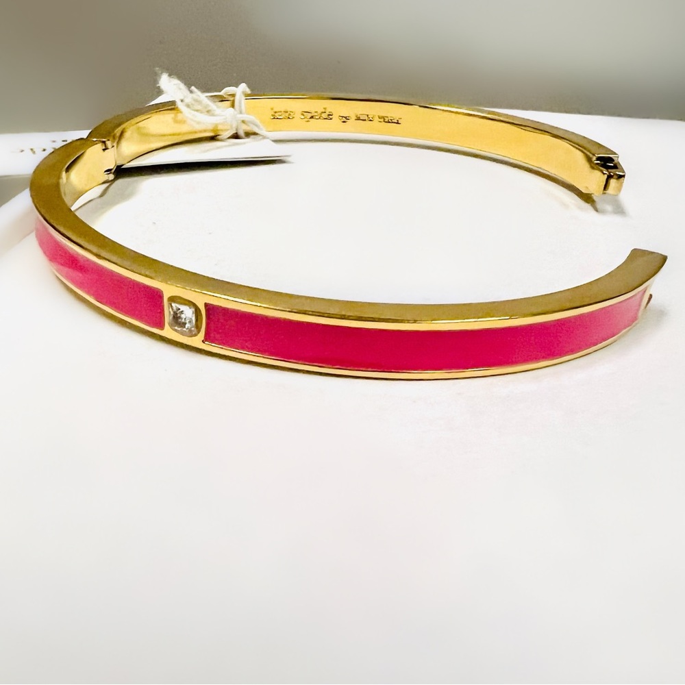 $58 Kate Spade forever gem hinged bracelet pink crystal - Picture 7 of 8